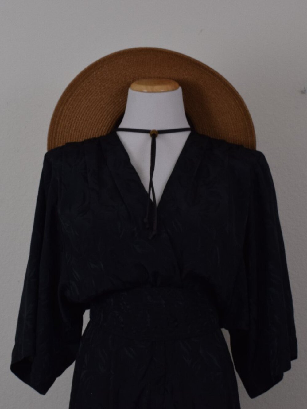Vintage 80s Black Satin Jacquard jumpsuit by b.b. Collections